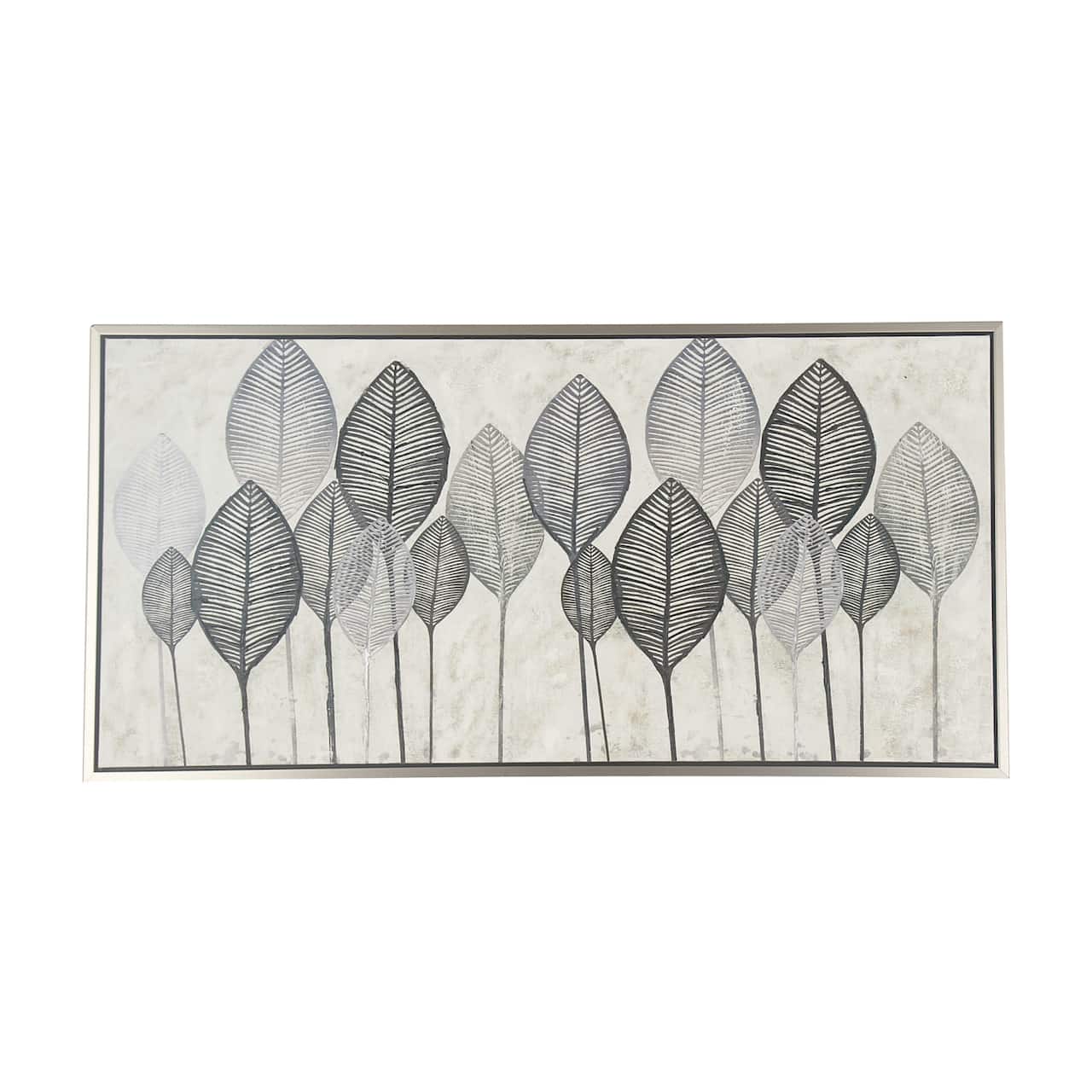 White & Gray Contemporary Leaf Framed Wall Art